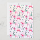 Heerlijk roze bloemen met foto doop uitnodiging (Achterkant)