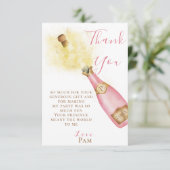 Heerlijk roze Champagne Bubbly Brunch Verjaardagsf Bedankkaart (Staand voorkant)