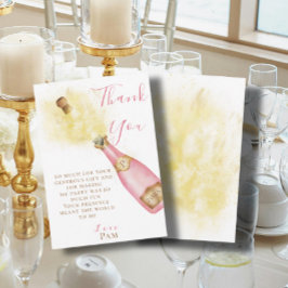 Heerlijk roze Champagne Bubbly Brunch Verjaardagsf Bedankkaart