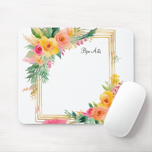 Heerlijk roze en geel muismat (Met muis)