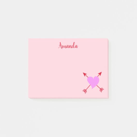 Heerlijk Roze met Paarse hart met rode pijlen Post-it® Notes (Voorkant)