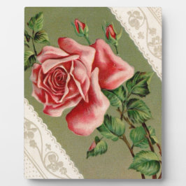 Heerlijk Roze Roos & Kant Plaque Fotoplaat