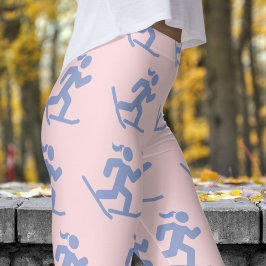 Heerlijk roze sneeuwschoen hardlooppatroon leggings