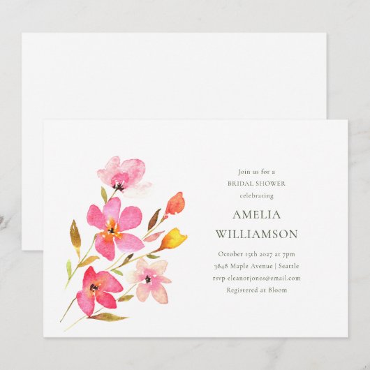 Heerlijk roze Waterverf bloemig Vrijgezellenfeest Kaart (Voorkant / Achterkant)