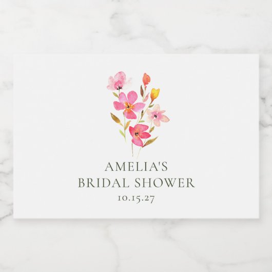 Heerlijk roze Waterverf bloemig Vrijgezellenfeest Sparkling Wijnetiket (Enkel label)