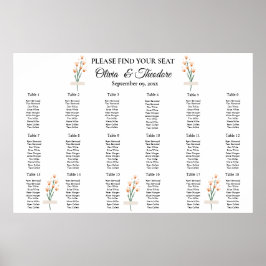 Heerlijk roze Wildflower bruiloft zitgrafiek Poster