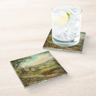 HEERLIJK RUSTIG IERS LANDSCHAP SCENE GLAZEN ONDERZETTER