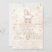 Heerlijk Schaap roze wolk stof sterren 1e Verjaard Kaart (Voorkant)