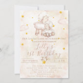 Heerlijk Schaap roze wolk stof sterren 1e Verjaard Kaart (Voorkant)