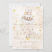 Heerlijk Schaap roze wolk stof sterren 1e Verjaard Kaart (Voorkant)