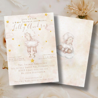 Heerlijk Schaap roze wolk stofsterren Baby shower Kaart