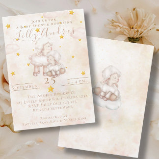 Heerlijk Schaap roze wolk stofsterren Baby shower Kaart