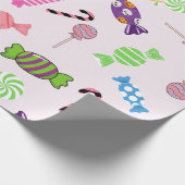 Heerlijk schattig girly patroon Snoep gunsten Roze Cadeaupapier (Hoek)