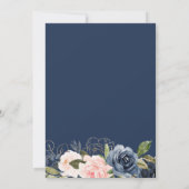 heerlijk script navy en bruine roze bruiloft kaart (Achterkant)