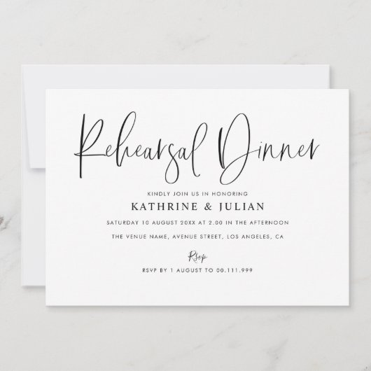 heerlijk script repetitief diner uitnodiging (Voorkant)