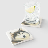 Heerlijk Siberisch Husky Marmer Onderzetter (Zijkant)