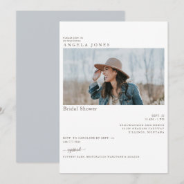 Heerlijk stoffig blauw modern foto Vrijgezellenfee Kaart