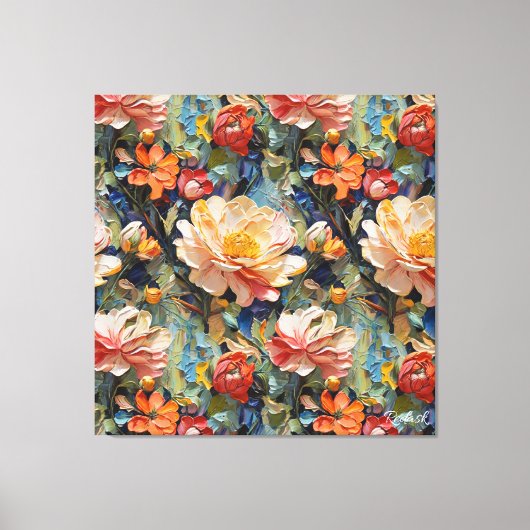 Heerlijk Sweet Taxtured Flowers en Rozen Canvas Afdruk (Voorkant)