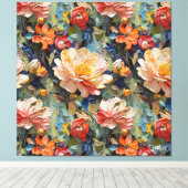 Heerlijk Sweet Taxtured Flowers en Rozen Canvas Afdruk (Insitu (Houten vloer))