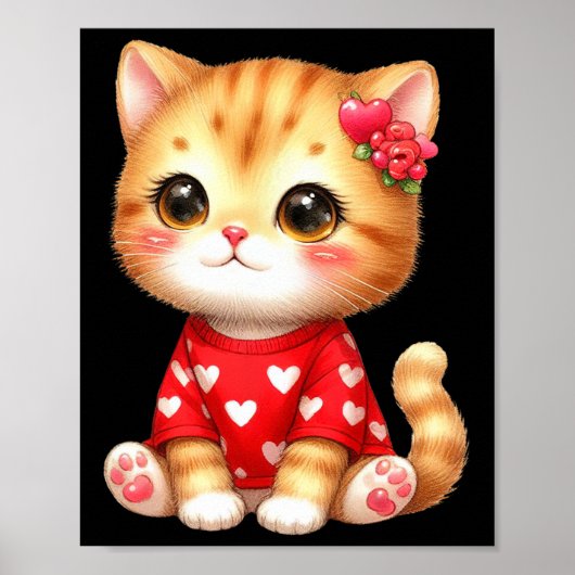 Heerlijk Valentijn katje met hart Poster (Voorkant)