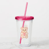 Heerlijk Valentijnsdag Beer met rood hart Acryl Drinkbeker (Achterkant)