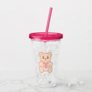 Heerlijk Valentijnsdag Beer met rood hart Acryl Drinkbeker
