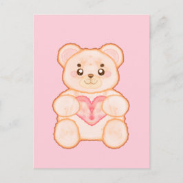 Heerlijk Valentijnsdag Beer met rood hart Briefkaart