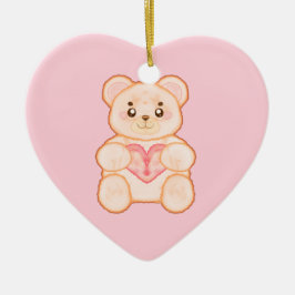 Heerlijk Valentijnsdag Beer met rood hart Keramisch Ornament