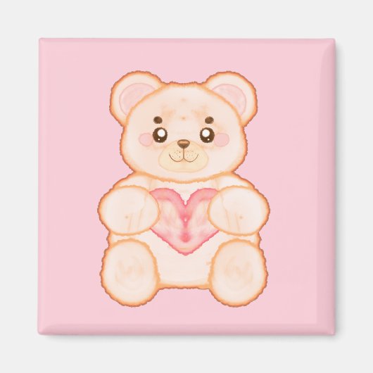 Heerlijk Valentijnsdag Beer met rood hart Magneet (Voorkant)