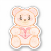 Heerlijk Valentijnsdag Beer met rood hart Sticker (Voorkant)