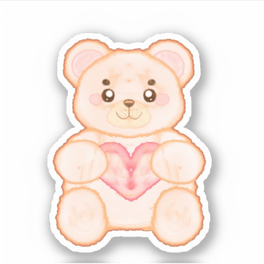 Heerlijk Valentijnsdag Beer met rood hart Sticker (Voorkant)