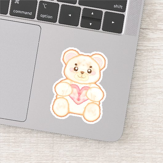 Heerlijk Valentijnsdag Beer met rood hart Sticker (Detail)