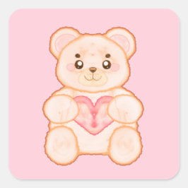 Heerlijk Valentijnsdag Beer met rood hart Vierkante Sticker