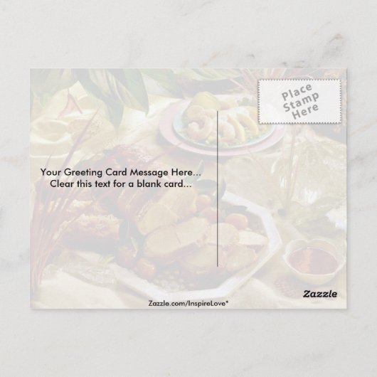 Heerlijk varkensvlees gebraden briefkaart (Achterkant)