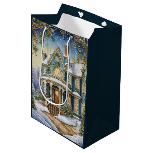 Heerlijk Victoriaans kerstfeest Medium Cadeauzakje (Voorkant Gekanteld)