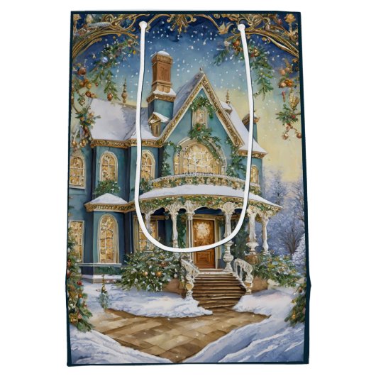 Heerlijk Victoriaans kerstfeest Medium Cadeauzakje (Achterkant)