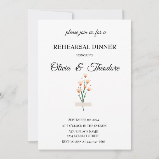 Heerlijk Waterverf Wildflower repetitie diner Kaart (Voorkant)