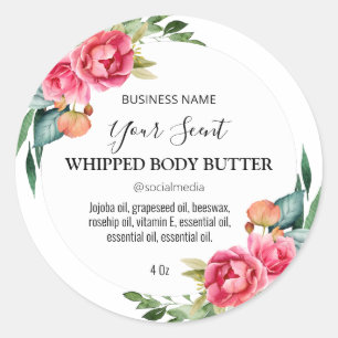 Heerlijk wit met roze roos body boter labels