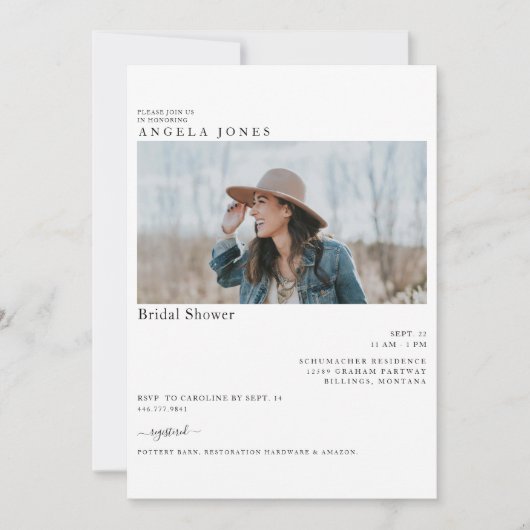 Heerlijk wit modern bruid foto Vrijgezellenfeest Kaart (Voorkant)