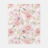 Heerlijk zacht roze  rozen patroon fleece deken (Voorkant)