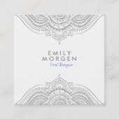 Heerlijk zilvergrijs Paisley Mandala Vierkante Visitekaartje (Voorkant)