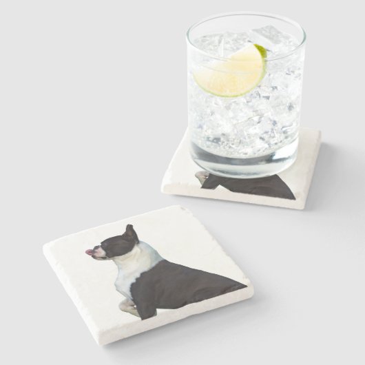 Heerlijk zwart-wit Boston Terrier Onderzetter (Zijkant)