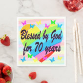 HEERLIJKE 70E VERJAARDAG ZEGENINGEN FEEST SERVETTE SERVET (Insitu)