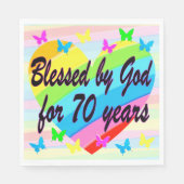 HEERLIJKE 70E VERJAARDAG ZEGENINGEN FEEST SERVETTE SERVET (Voorkant)