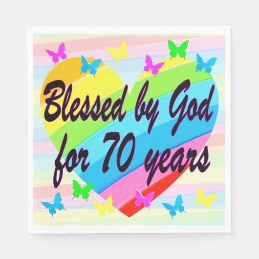 HEERLIJKE 70E VERJAARDAG ZEGENINGEN FEEST SERVETTE SERVET (Voorkant)