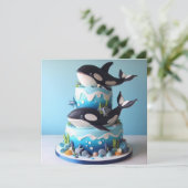 HEERLIJKE BLACK & WHITE ORCA WHALE VERJAARDAGSTAAR KAART (Staand voorkant)