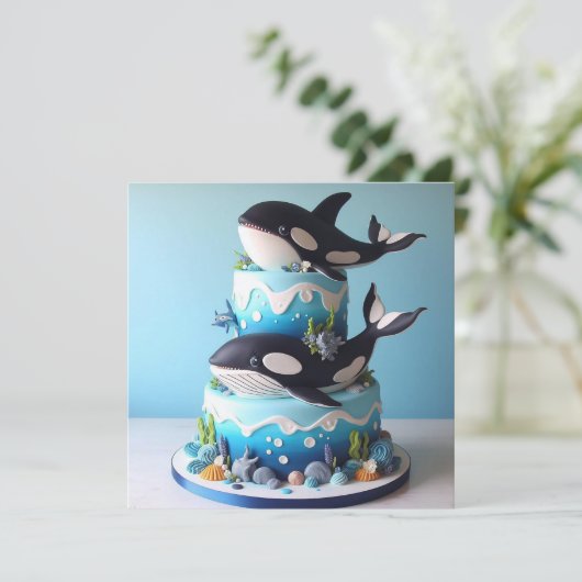 HEERLIJKE BLACK & WHITE ORCA WHALE VERJAARDAGSTAAR KAART (Staand voorkant)