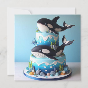 HEERLIJKE BLACK & WHITE ORCA WHALE VERJAARDAGSTAAR KAART