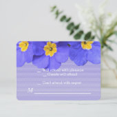 heerlijke blauwe tuinbloemen rsvp bruiloft (Staand voorkant)