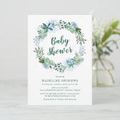 Heerlijke bloem | Uitnodiging voor groen Baby show (Staand voorkant)